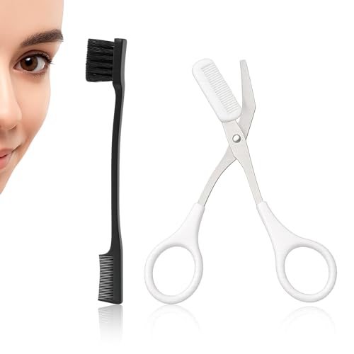 ZWWOGE 1 Stück Augenbrauen Schere Mit 1 Augenbrauenpinsel,Augenbrauen Schere Für Männer,Schere Augenbrauen Beauty Edelstahl Augenbrauenschere Mit Kamm,Eyebrow Trimmer Scissors Für Frauen von ZWWOGE