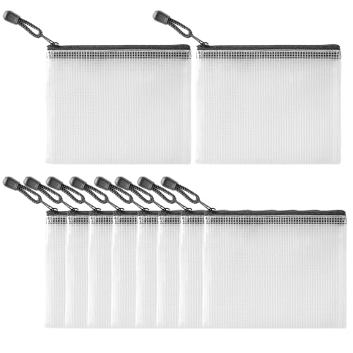 ZWWOGE 10 Stück Dokumententasche A6, Mesh Wasserdichter Beutel, Transparente Dokumententasche mit Reißverschluss, Dokumententasche Klein für Dokumente Hausaufgaben Papier Kosmetika von ZWWOGE