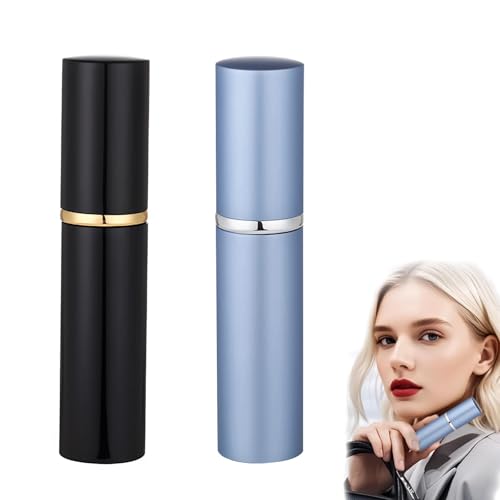 ZWWOGE 2 Stück Nachfüllbarer Parfümzerstäuber,Parfüm Abfüller, Parfum Zerstäuber für Unterwegs,Mini-Reise-Aftershave-Spender, kleine Parfüm-Sprühflasche für Damen und Herren (Schwarz + Blau,5 ml) von ZWWOGE