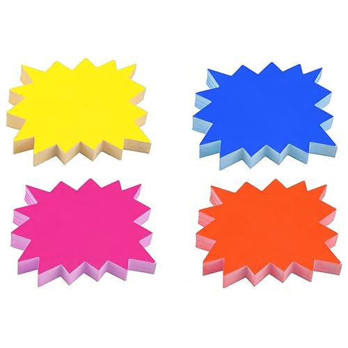 ZWWOGE 200 Pcs Preisschilder Fluoreszierende Blanko Starburst Zschilder 4 Colors Verkaufsschild, Preisanzeigeschild für preisschilder flohmarkt,price tag,Geschäft (7 x 9 cm) von ZWWOGE