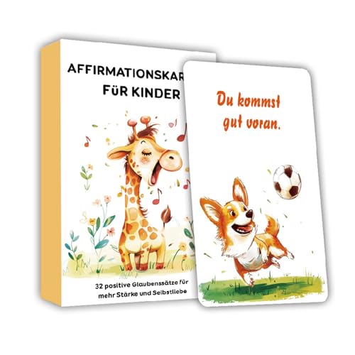 ZWWOGE Affirmationskarten für Kinder Schule 32pcs Mutmachkarten Selbstbewusstsein Stärken Kleine Gefühlskarten mit Affirmationen Achtsamkeit Karten Motivationskarten Geschenk für Mäppchen Brotdose von ZWWOGE