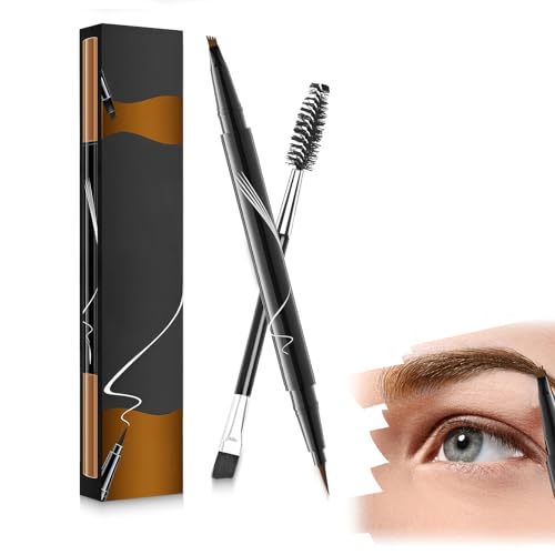ZWWOGE Augenbrauenstift, Augenbrauenstift Wasserfest, 2-in-1 Dual-Ended Microblading Augenbrauenstift, Wischfest Eyebrow Pencil Kann Leicht Natürliche Augenbrauenfarbe (Dunkelbraun) von ZWWOGE