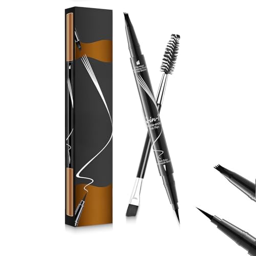 ZWWOGE Augenbrauenstift,Wasserdichter Schweißfester,Augenbrauenstift,2-in-1 Dual-Professional Makeup Microblading，Augenbrauen Schablone，augenbrauenstift härchenzeichnung von ZWWOGE