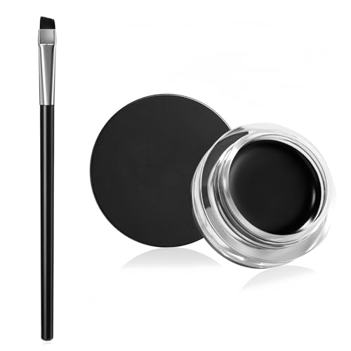 ZWWOGE Schwarz Gel Eyeliner, Wasserfest Langanhaltende Creme Eye Liner Gel, Hochintensive Pigmente, Wischfestes Eyeliner Makeup, schwarz Eyeliner mit Eyeliner-Pinseln von ZWWOGE