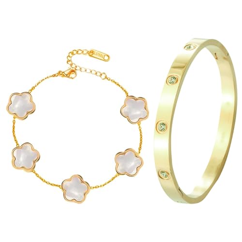 ZWWOGE Ein Armreif und ein Armband Damen, Glücksarmband Damen Schmuckset, Glücksarmband für Hochzeit, Geburtstag, Alltag, Geschenk für Frauen ZWWOGE Ein Armreif und ein Armband Damen, Glücksarmband Damen Schmuckset, Glücksarmband für Hochzeit, Geburtstag, Alltag, Geschenk für Frauen von ZWWOGE