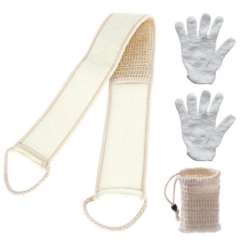 ZWWOGE Rückenschrubber und Peelinghandschuh, Exfoliating Gloves, Rückenbürste Dusche, Waschhilfe Doppelseitiger Exfoliate Abgestorbener, 3 Stück Badezubehör für Damen Herren, Bad und Dusche von ZWWOGE