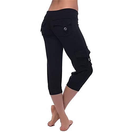 Caprihose Damen Sommer 3/4 Sommerhose Jogginghose Sporthose Kurze Hose Sommer Freizeithose Sweathose Shorts Einfarbig Yogahose Trainingshose Cargo Pants Damen Baggy Caprihose Damen Sommer Leicht von ZWXIN