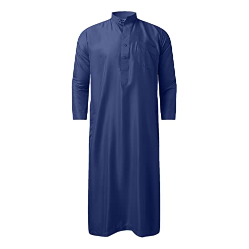 ZWXIN Herren Kaftan Thobe Langarm Roben mit Stehkragen Muslimisches Kleid Kaftan Gewand Arabisch Gebet Eid Kleidung von ZWXIN