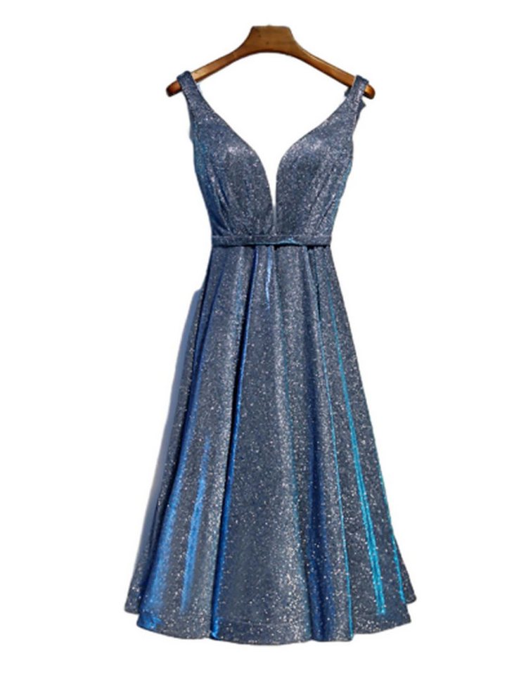ZWY A-Linien-Kleid rock damen elegant-rock damen knielang-Plisseekleid, Partykleid (Anlass: Hochzeit, Festival, Party, Geschenk) Funkelnde festliche Kleider für Damen, blaues schulterfreies Kleid von ZWY