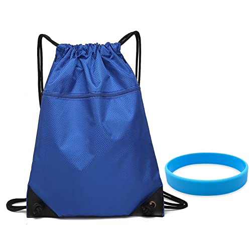 1 teiliger Rucksack mit Zeichenfolge, mit 1 leuchtendem Bewegung Armband, Outdoor-Sportzubehör, Reise-Sportrucksack, neutraler wasserdichter Rucksack, geeignet für Schule und Fitnessstudio (blau) von ZWZNBL