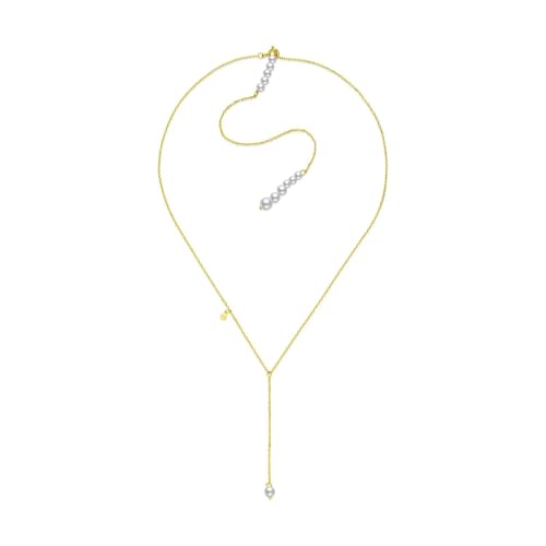 ZXBNVC 925 Choker lange Kette Halskette Perle Frauen Luxus feiner Schmuck Hochzeit, Einstellbar, Zirkonia von ZXBNVC