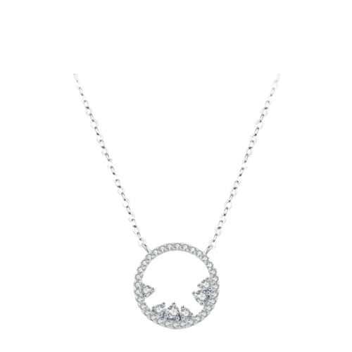 ZXBNVC 925 Eleganter, geometrischer, runder transparenter Anhänger für Damen und Mädchen, feiner Schmuck von ZXBNVC