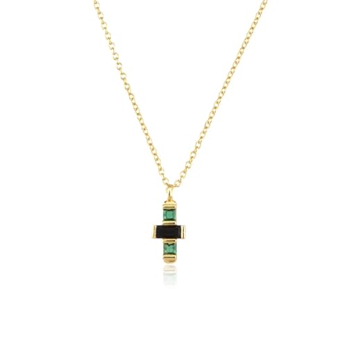 ZXBNVC 925 Halskette mit kleinem grünem Kreuz-Anhänger, lange Kette, luxuriöser Hochzeitsschmuck, Einstellbar, Zirkonia ZXBNVC 925 Halskette mit kleinem grünem Kreuz-Anhänger, lange Kette, luxuriöser Hochzeitsschmuck, Einstellbar, Zirkonia von ZXBNVC