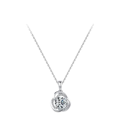 ZXBNVC 925 Luxuriöse funkelnde Blumen-Anhänger-Halskette für Damen, Hochzeit, Verlobung, Schmuck, schön und vielseitig, kann zu jedem Stil getragen werden von ZXBNVC