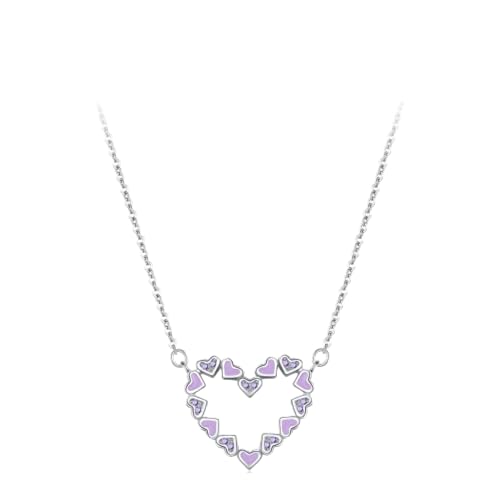 ZXBNVC 925 Romantischer Herz-Anhänger, Halskette, niedlich, lila, für Damen, Hochzeit, Verlobung, Schmuck ZXBNVC 925 Romantischer Herz-Anhänger, Halskette, niedlich, lila, für Damen, Hochzeit, Verlobung, Schmuck von ZXBNVC