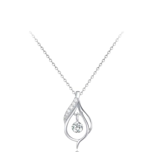 ZXBNVC 925 elegante Halskette mit Anhänger in Tropfenform für Damen, schillernd, transparent, schöner Hochzeitsschmuck von ZXBNVC