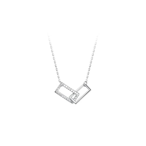 ZXBNVC 925 geometrische Büroklammer-Halskette für Damen, einfacher und eleganter Schmuck, exquisit, vielseitig, kann in Schichten getragen werden, Einstellbar, Zirkonia ZXBNVC 925 geometrische Büroklammer-Halskette für Damen, einfacher und eleganter Schmuck, exquisit, vielseitig, kann in Schichten getragen werden, Einstellbar, Zirkonia von ZXBNVC