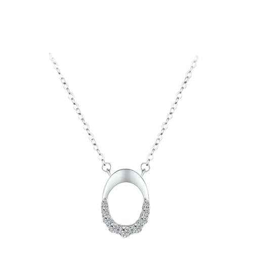 ZXBNVC 925 geometrische ovale Halskette für Damen, klassisch, Hochzeit, Statement-Schmuck von ZXBNVC