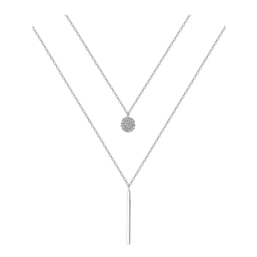 ZXBNVC 925 lange runde Doppelhalskette für Damen, Schlüsselbeinkette, exquisiter Schmuck, Party, Hochzeit, Accessoires ZXBNVC 925 lange runde Doppelhalskette für Damen, Schlüsselbeinkette, exquisiter Schmuck, Party, Hochzeit, Accessoires von ZXBNVC