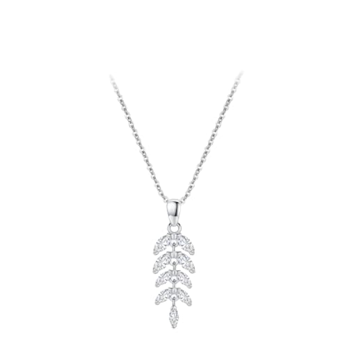 ZXBNVC 925 luxuriöse Halskette mit Blatt-Anhänger für Damen, Hochzeit, Verlobung, feiner Schmuck von ZXBNVC