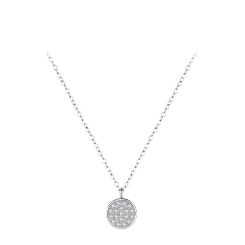 ZXBNVC 925er Anhänger, einfache runde Halskette für Damen, Hochzeit, Verlobung, feiner Schmuck von ZXBNVC