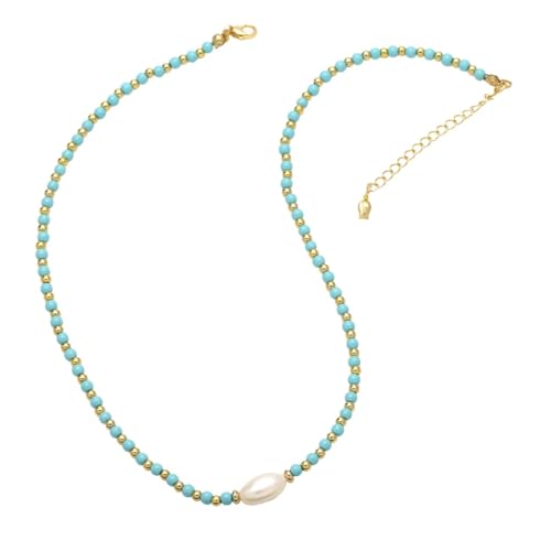 ZXBNVC Barock-Perlen-Halskette für Damen, farbenfroh, eleganter Schmuck, Einstellbar, Zirkonia von ZXBNVC