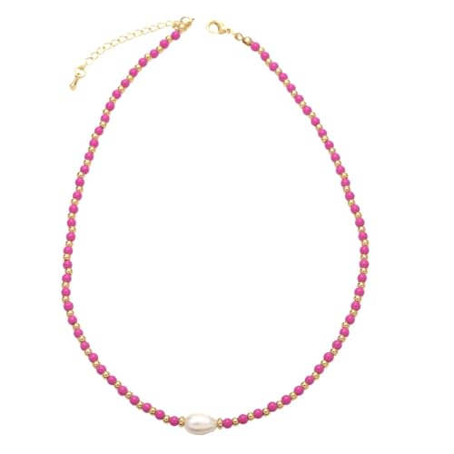 ZXBNVC Barock-Perlen-Halskette für Damen, farbenfroh, eleganter Schmuck, Einstellbar, Zirkonia von ZXBNVC