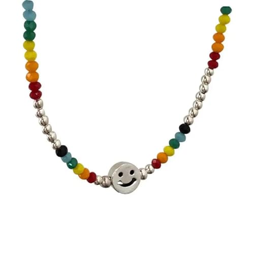 ZXBNVC Beliebte 925 modische Smiley-Halskette für Damen, feiner Schmuck, Hochzeit, Party von ZXBNVC