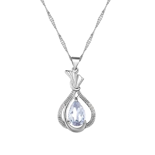ZXBNVC Beliebte Wassertropfen-Halskette für Frauen, einfache und elegante Accessoires, Hochzeitsschmuck, exquisit, vielseitig, kann zu jedem Stil getragen werden, Einstellbar, Zirkonia von ZXBNVC