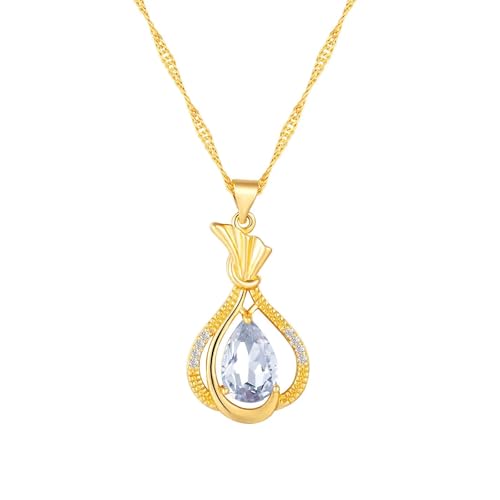 ZXBNVC Beliebte Wassertropfen-Halskette für Frauen, einfache und elegante Accessoires, Hochzeitsschmuck, exquisit, vielseitig, kann zu jedem Stil getragen werden, Einstellbar, Zirkonia von ZXBNVC