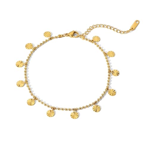 ZXBNVC Böhmische gehämmerte Scheibenquaste Anhänger Halskette Fußkettchen Frauen Persönlichkeit Klassischer Schmuck Party, Einstellbar, Cubic Zirkonia von ZXBNVC