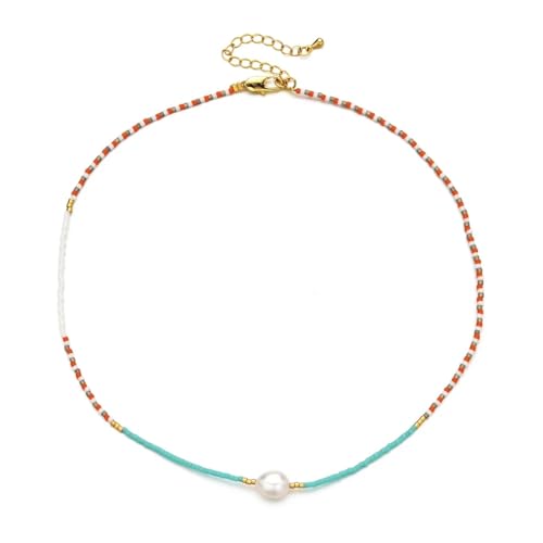 ZXBNVC Bohemian-Perlen-Halskette, elegant, unregelmäßig, Hochzeitsschmuck, Einstellbar, Zirkonia von ZXBNVC