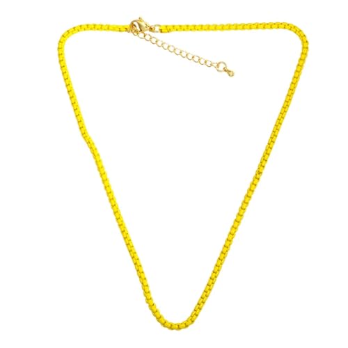 ZXBNVC Bonbonfarbene Kastenkette, Halskette, Choker, kurzer Schmuck, schöne und vielseitige Halsketten, die zu jedem Stil getragen werden können, Einstellbar, Zirkonia von ZXBNVC