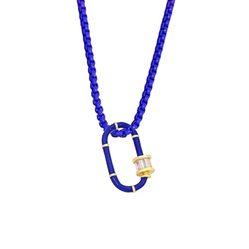 ZXBNVC Bunte Kette Bergsteiger-Schnalle Vorhängeschloss Anhänger Halskette Damen kann mit einer Vielzahl von exquisiten Halsketten getragen werden, Einstellbar, Zirkonia von ZXBNVC