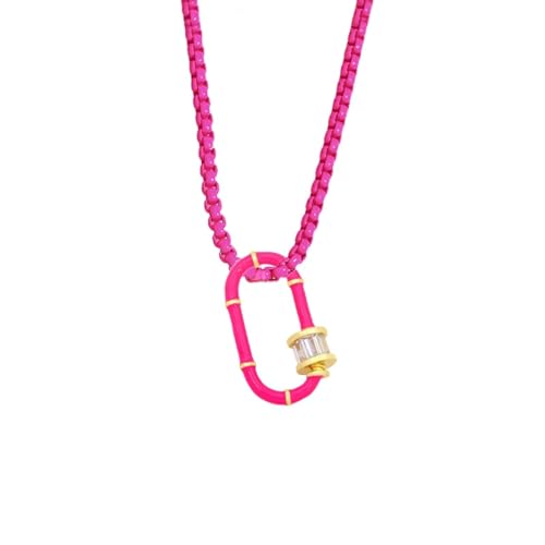 ZXBNVC Bunte Kette Bergsteiger-Schnalle Vorhängeschloss Anhänger Halskette Damen kann mit einer Vielzahl von exquisiten Halsketten getragen werden, Einstellbar, Zirkonia von ZXBNVC