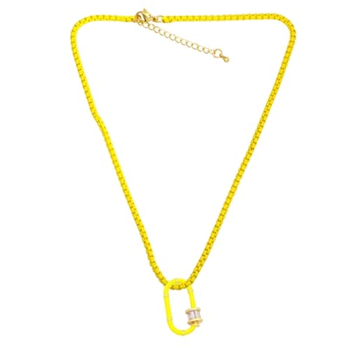 ZXBNVC Bunte Kette Bergsteiger-Schnalle Vorhängeschloss Anhänger Halskette Damen kann mit einer Vielzahl von exquisiten Halsketten getragen werden, Einstellbar, Zirkonia von ZXBNVC