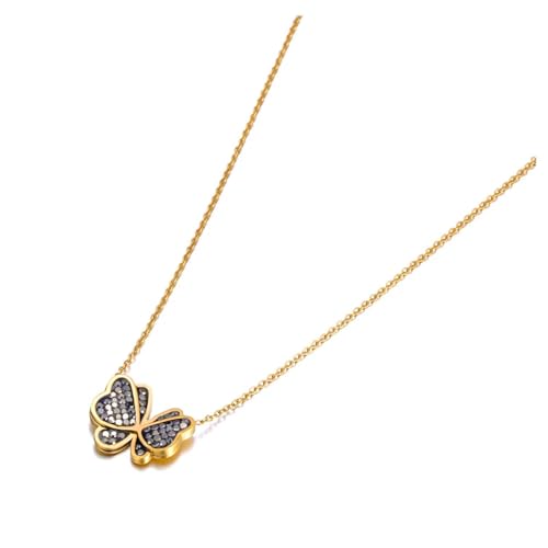 ZXBNVC Bunte Schmetterlings-Anhänger, Schmuck, Halskette, Damen, Modeschmuck, stilvolle Halskette für den täglichen Gebrauch, Einstellbar, Zirkonia von ZXBNVC