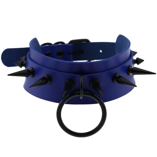 ZXBNVC Choker für Damen, Gothic, Blau, Punk, Rock, schwarze Nieten, Kreis, herzförmig, Unisex, Schmuck, Einstellbar, Zirkonia ZXBNVC Choker für Damen, Gothic, Blau, Punk, Rock, schwarze Nieten, Kreis, herzförmig, Unisex, Schmuck, Einstellbar, Zirkonia von ZXBNVC