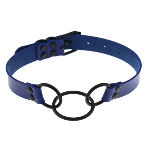 ZXBNVC Choker für Damen, Gothic, Blau, Punk, Rock, schwarze Nieten, Kreis, herzförmig, Unisex, Schmuck, Einstellbar, Zirkonia von ZXBNVC