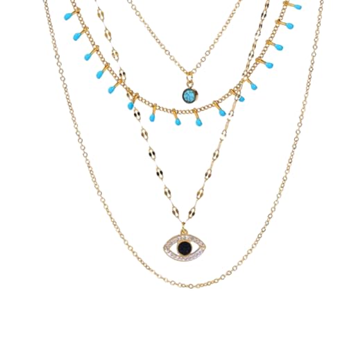 ZXBNVC Damen-Halskette mit Anhänger in Augenform, Vintage-Stil, mehrschichtiger Schmuck ZXBNVC Damen-Halskette mit Anhänger in Augenform, Vintage-Stil, mehrschichtiger Schmuck von ZXBNVC