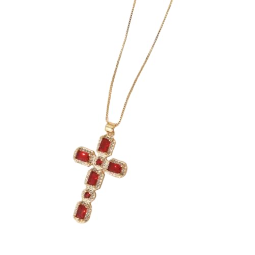 ZXBNVC Damen-Halskette mit Kreuzanhänger, mehrfarbig, luxuriös, schön und vielseitig, kann zu jedem Stil getragen werden, Einstellbar, Zirkonia von ZXBNVC