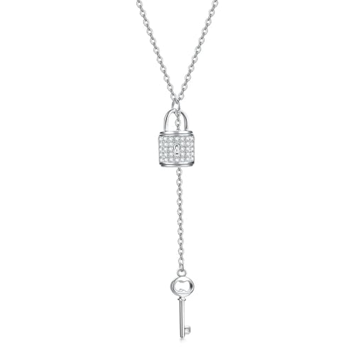 ZXBNVC Damen-Halskette mit Schlüsselschloss, luxuriöses 925er-Halsband, Designer-Schmuck, Hochzeit von ZXBNVC
