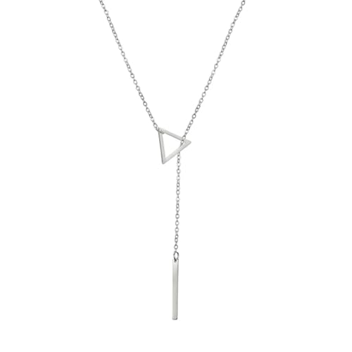 ZXBNVC Damen-Halskette mit doppeltem Anhänger, lange Kette, hohles Dreieck und rechteckiger Streifenschmuck, Einstellbar, Zirkonia ZXBNVC Damen-Halskette mit doppeltem Anhänger, lange Kette, hohles Dreieck und rechteckiger Streifenschmuck, Einstellbar, Zirkonia von ZXBNVC