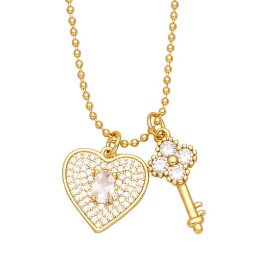 ZXBNVC Damen-Herz-Halskette, Schlüssel-Anhänger, Perlenschmuck, kann wunderschön und vielseitig getragen werden, Einstellbar, Zirkonia ZXBNVC Damen-Herz-Halskette, Schlüssel-Anhänger, Perlenschmuck, kann wunderschön und vielseitig getragen werden, Einstellbar, Zirkonia von ZXBNVC