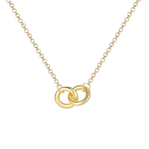 ZXBNVC Damen-Schlüsselbein-Halskette, modisch, S925, einfacher Doppelring-Anhänger, Hochzeitsschmuck, Einstellbar, Zirkonia von ZXBNVC