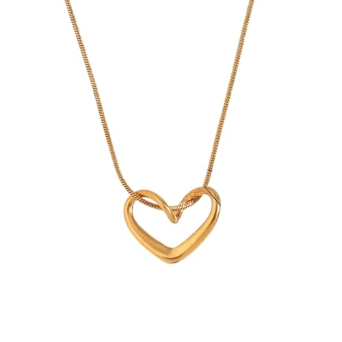 ZXBNVC Dünne Schlangenkette, einfacher herzförmiger Anhänger, Halskette, Schmuck kann mit einer schönen vielseitigen Halskette getragen werden, Einstellbar, Zirkonia von ZXBNVC