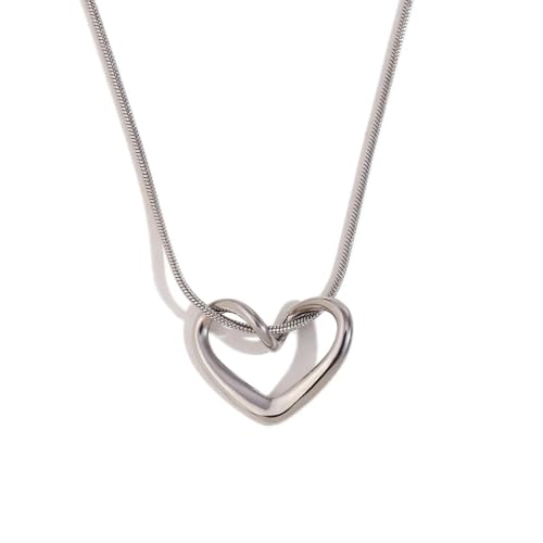 ZXBNVC Dünne Schlangenkette, einfacher herzförmiger Anhänger, Halskette, Schmuck kann mit einer schönen vielseitigen Halskette getragen werden, Einstellbar, Zirkonia von ZXBNVC