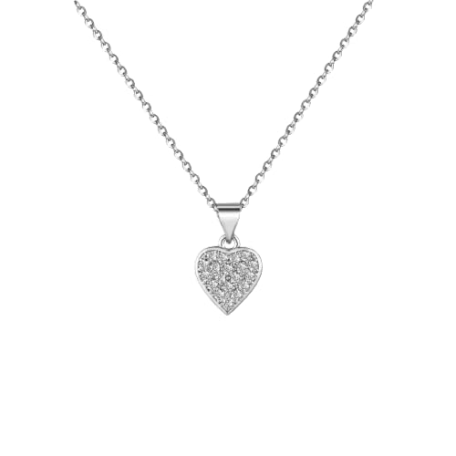 ZXBNVC Einfache, süße, romantische herzförmige Anhänger-Halskette für Frauen, Hochzeit, Party, Schmuck, stapelbar, exquisit, vielseitig, Einstellbar, Zirkonia von ZXBNVC