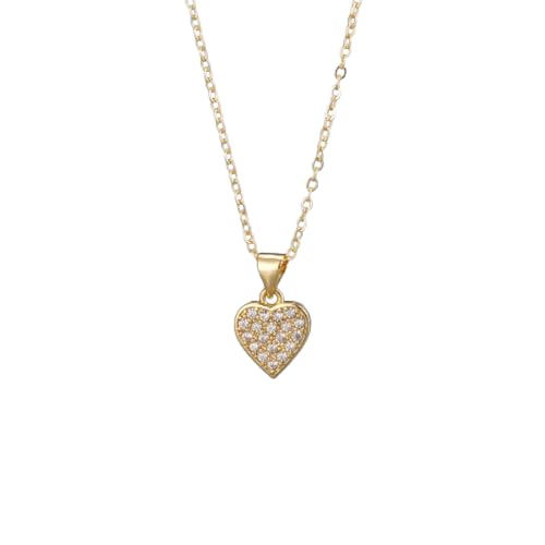 ZXBNVC Einfache, süße, romantische herzförmige Anhänger-Halskette für Frauen, Hochzeit, Party, Schmuck, stapelbar, exquisit, vielseitig, Einstellbar, Zirkonia von ZXBNVC