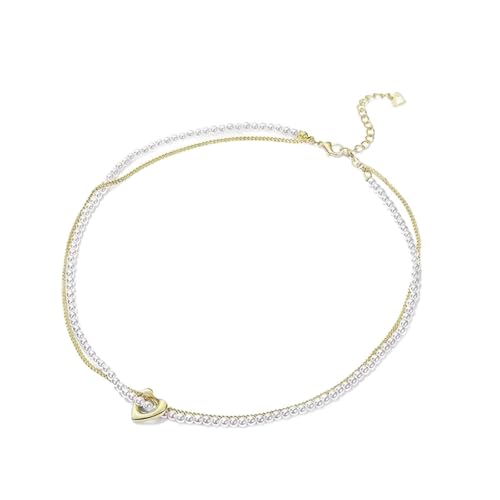 ZXBNVC Elegante Halskette mit Doppelperlenkette, Herz-Anhänger, modischer Halsschmuck, geeignet für den täglichen Gebrauch ZXBNVC Elegante Halskette mit Doppelperlenkette, Herz-Anhänger, modischer Halsschmuck, geeignet für den täglichen Gebrauch von ZXBNVC